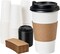 50-pack of 16 oz disposable coffee cups with lids and sleeves, perfect for hot beverages. Ideal for to-go coffee, parties, family gatherings, and office use. Upgraded for better insulation and convenience.